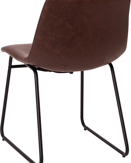 Flash Furniture Butler 18 Inch Commercial Grade LeatherSoft Dining Table Height Chair, Mid-Back Black Sled Base with Dark Brown LeatherSoft Upholstery, Set of 2 - LeafyLoom