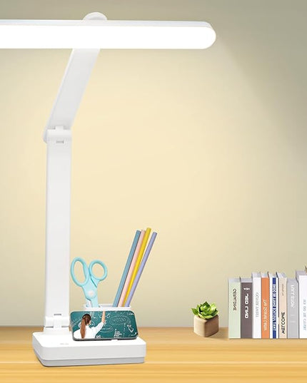 Cordless Desk Table Lamp Reading Light Rechargeable Battery 4000mah, Tall & Large Light 50 LED,Touch 3 Modes,2 Ways Power,Dimmable, Bedroom Bedside Lamp,20 Inch - LeafyLoom