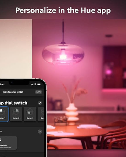 Philips Hue Wall Tap Dial Light Switch, Portable, White - 2 Pack - Requires Hue Lights and Hue Bridge - Smart Home - Easy, No-Wire Installation PhilipsHue