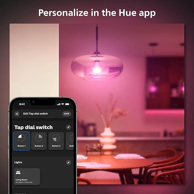 Philips Hue Wall Tap Dial Light Switch, Portable, White - 2 Pack - Requires Hue Lights and Hue Bridge - Smart Home - Easy, No-Wire Installation PhilipsHue