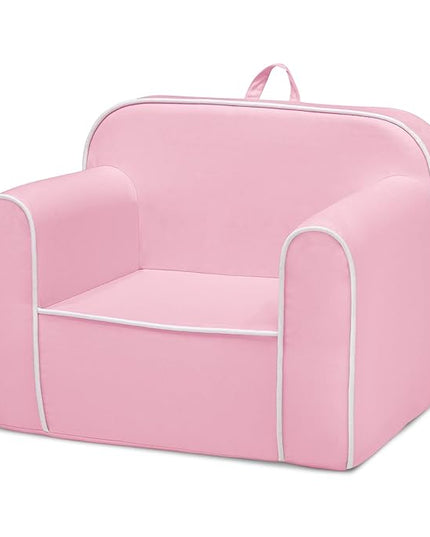 Delta Children Cozee Chair for Kids for Ages 18 Months and Up, Pink/White - LeafyLoom