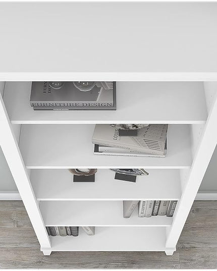 Bush WC81965 Somerset 5-Shelf 65-Inch H Bookcase, White - LeafyLoom