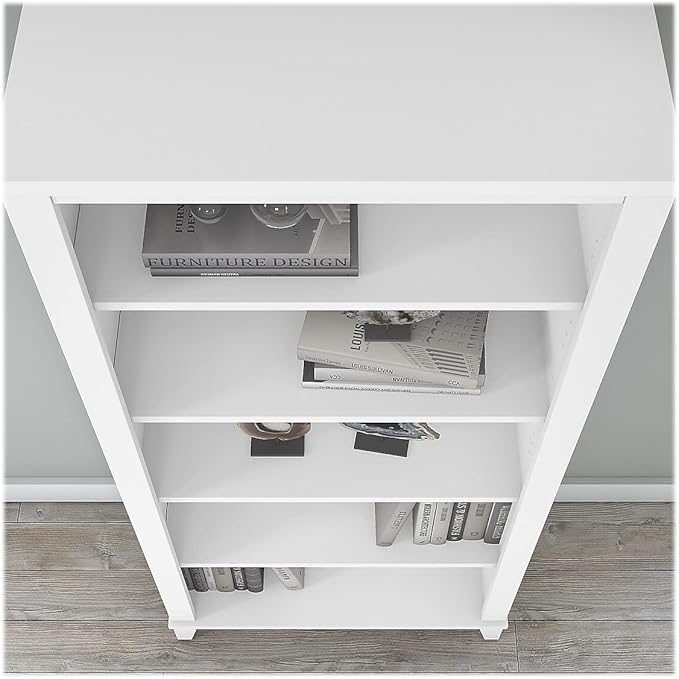 Bush WC81965 Somerset 5-Shelf 65-Inch H Bookcase, White - LeafyLoom