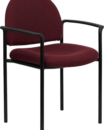 Flash Furniture Tiffany Comfort Burgundy Fabric Stackable Steel Side Reception Chair with Arms - LeafyLoom