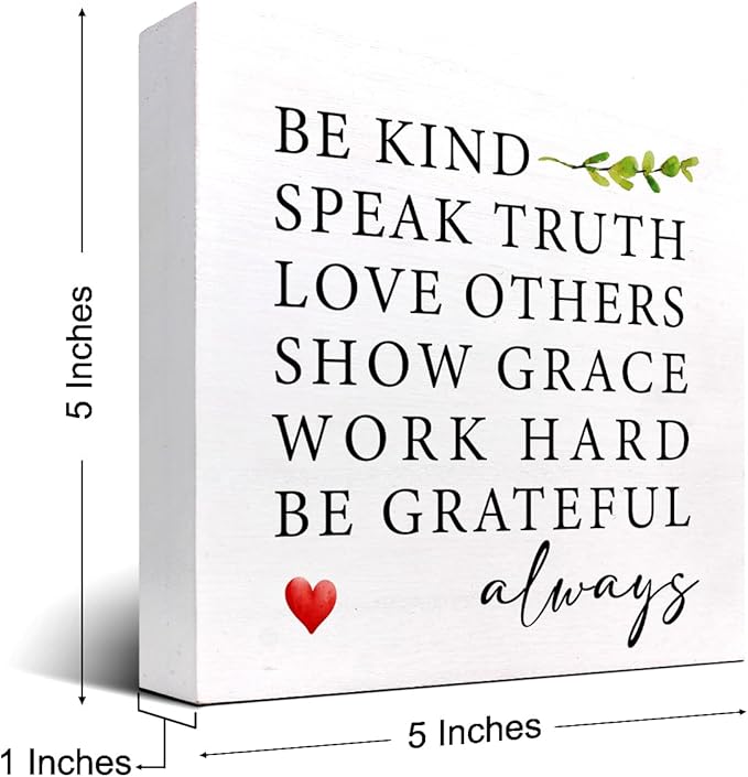 Be Kind Speak Truth Wood Block Sign Desk Decor,Rustic Inspirational Wooden Box Plaque Sign Desk Decor for Home Office Shelf Table Decor Decorations - LeafyLoom