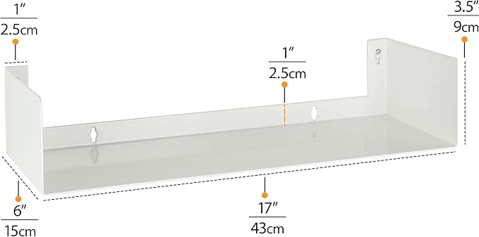 Wallniture Bali Sturdy Metal U Shape Bookshelf - Wall Mountable CD DVD Storage Multi-Purpose Display Rack in White - LeafyLoom
