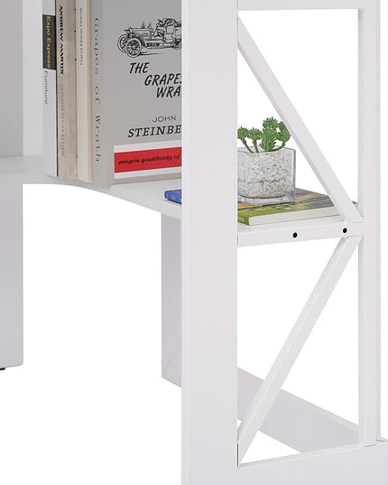 VECELO Corner Computer Desk 41 x 30 inches with Smooth Keyboard & Storage Shelves for Home Office Workstation, White - LeafyLoom