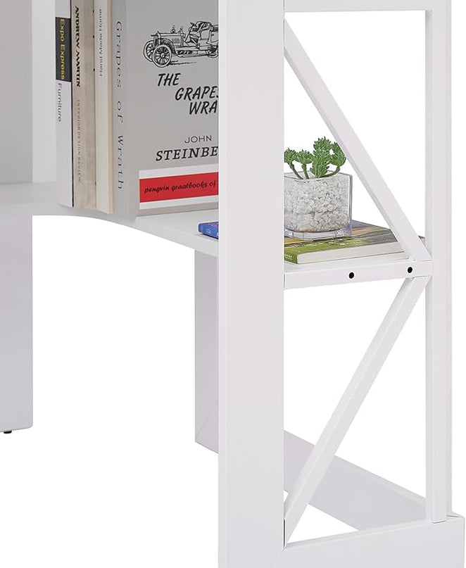 VECELO Corner Computer Desk 41 x 30 inches with Smooth Keyboard & Storage Shelves for Home Office Workstation, White - LeafyLoom