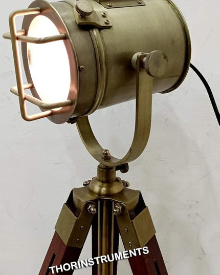 THOR INSTRUMENTS Antique Marine Small Desk Spotlight Maritime Brown Tripod Nautical Office Lamp Rustic Vintage Home Decor Gifts - LeafyLoom