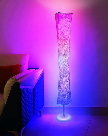 WORLD WIN Floor Lamp, Smart Led Lamp RGB Color Changing with APP & Remote Control, DIY Mode, Music Sync Standing Modern Corner Lamp for Living Room Bedroom Game (Square with Stand, 62 inch) - LeafyLoom