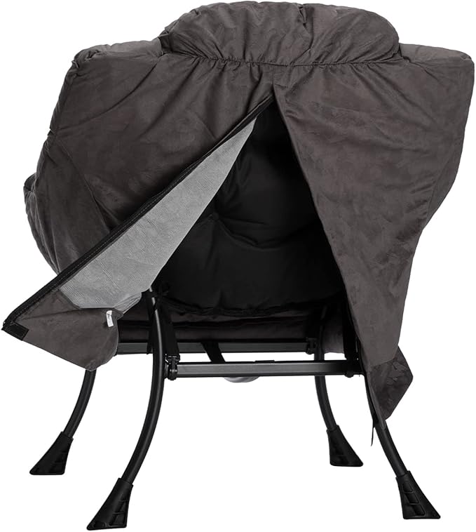 HollyHOME Modern Fabric Large Lazy Chair, Accent Oversized Comfy Reading Chair, Thick Padded Cozy Lounge Chair with Armrest, Steel Frame Leisure Sofa Chair for Living Room, Bedroom, Dorm, Coffee Grey - LeafyLoom