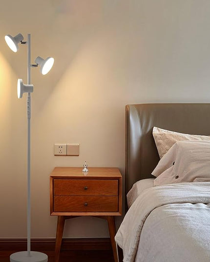 36W Silver Gray Floor Lamp, Super Bright LED Standing Lamp with Remote Control, 4 Color Temperatures, 3 Rotatable LED Lights, Dimmable Tree Floor Lamps for Living Room, Bedroom, Office - LeafyLoom