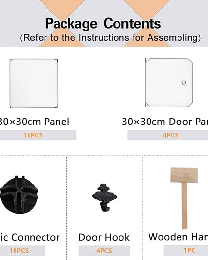 C&AHOME Cube Storage Organizer with Doors, 4-Cube Shelves, Closet Cabinet, DIY Plastic Modular Bookshelf Ideal for Bedroom, Living Room, 24.8" L x 12.4" W x 24.8" H White USHS04W-DOOR - LeafyLoom