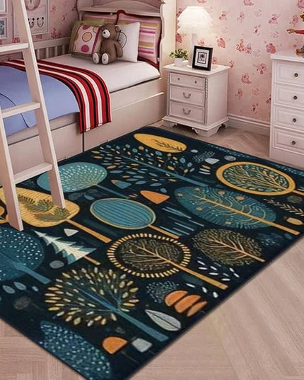 Soft Kids Play Area Rugs 3D Home Set Cartoon Doodle Trees Beautiful Hand Drawn Childish Primitive Style Plush Rugs Non Slip Shaggy Carpets for Kids' Bedroom Classroom Playroom Nursery Décor - LeafyLoom