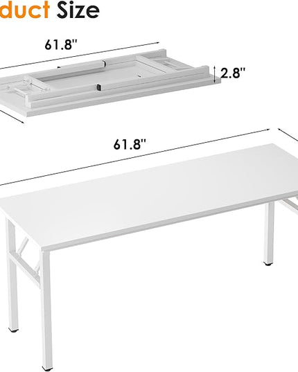 Need Computer Desk Office Desk 62 inches Folding Table with BIFMA Certification Computer Table Workstation, White AC5DW-157 - LeafyLoom