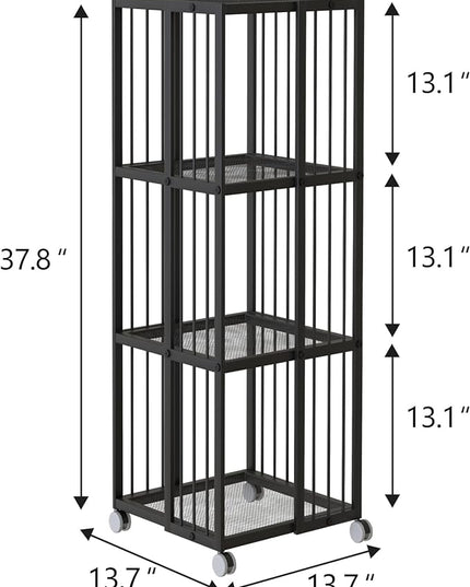 Rotating Bookcase Black 3 Tiers Metal Bookshelf, 360°Cubic Large Capacity for Small Space with Storage and Creative Multi-Layer Shelves,Magazine&Books for Bedroom Living Room Study and Office - LeafyLoom