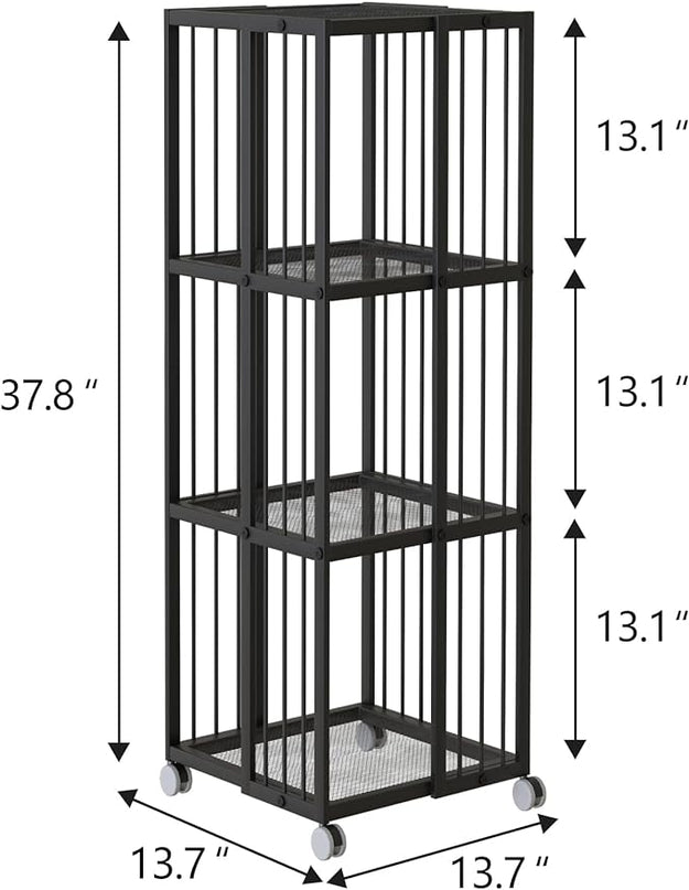 Rotating Bookcase Black 3 Tiers Metal Bookshelf, 360°Cubic Large Capacity for Small Space with Storage and Creative Multi-Layer Shelves,Magazine&Books for Bedroom Living Room Study and Office - LeafyLoom