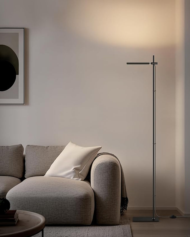 Modern Floor Lamp, 360 Degree Rotation Sky LED floor lamp Office Lighting, Bright LED Standing Pole Light, Tall lamps for Living Room,Bedroom,Reading,Study Room (Black) - LeafyLoom
