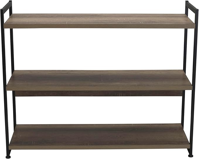Household Essentials Ashwood 3 Tier Storage Shelf with Metal, Grey Shelves – Black Frame - LeafyLoom