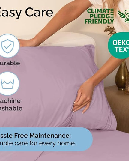 Twin XL Size 3 Piece Sheet Set - Comfy Breathable & Cooling Sheets - Hotel Luxury Bed Sheets for Women & Men - Deep Pockets, Easy-Fit, Soft & Wrinkle Free Sheets - Light Lavender Oeko-Tex Bed Sheets - LeafyLoom