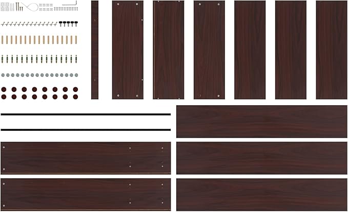 STARY 5 Shelf Mahogany Bookcase 60 inch Tall Wood Bookshelf for Bedroom - LeafyLoom