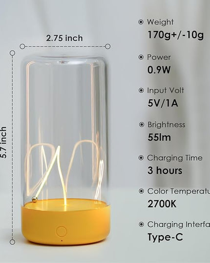 Mini Minimalist Table Lamp Cordless LED Desk Lamp Rechargeable Modern Night Lights Portable Nightstand Lamps Unique Ambient Light Mood Lighting for Bedroom, Beside, Nursery - LeafyLoom