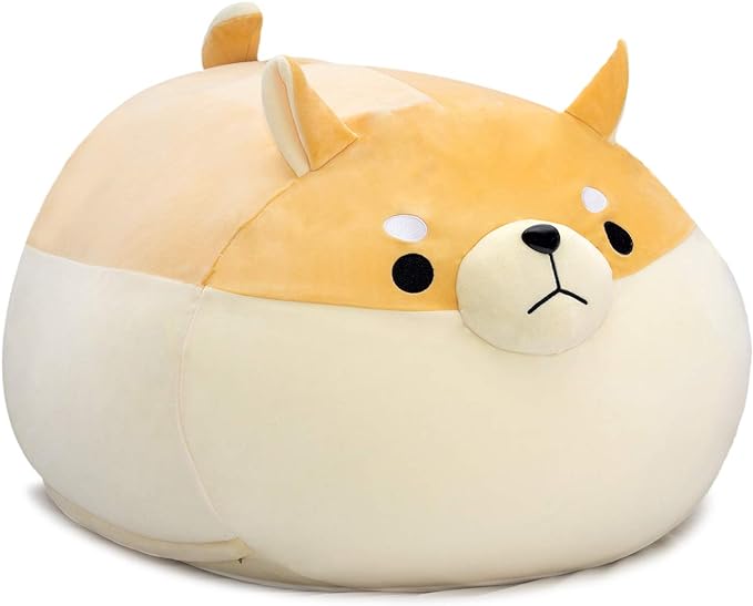 Stuffed Animal Storage Bean Bag Chair Cover for Kids Yellow Dog Shiba Inu Bean Bag Chair for Girls XX-Large Size Toy Organizer Cover Only Without Filling - LeafyLoom