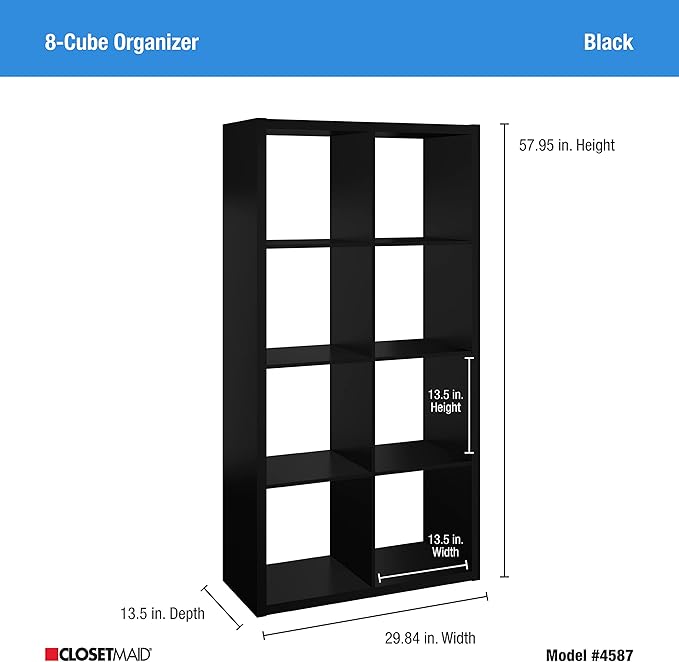 ClosetMaid 4587 Decorative Open Back 8-Cube Storage Organizer, Black, 4587 - LeafyLoom