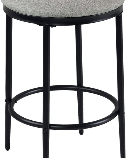 HomePop Upholstered Metal Barstool, Fabric Side Chairs for Dining Room, Kitchen and Living Room - Sustainable Gray Woven - LeafyLoom