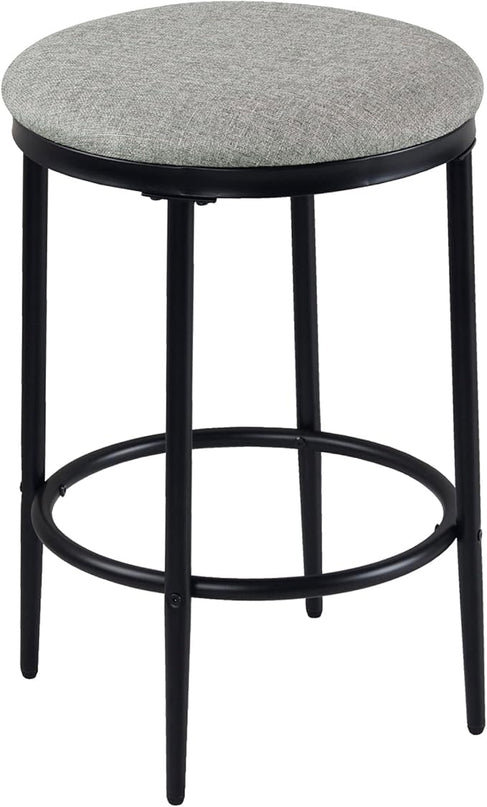 HomePop Upholstered Metal Barstool, Fabric Side Chairs for Dining Room, Kitchen and Living Room - Sustainable Gray Woven - LeafyLoom