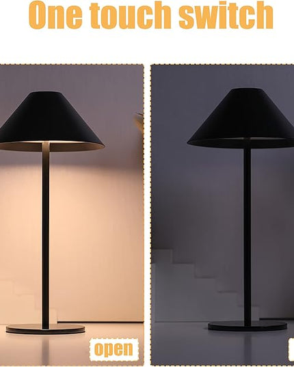 oneleaf Cordless Table Lamp, Modern LED Rechargeable Battery Touch Desk lamp,Night Light, Metal Shell,Minimalist Design, for Couple Dinner/Coffee Table/Restaurant/Bedroom/Camp-Black - LeafyLoom