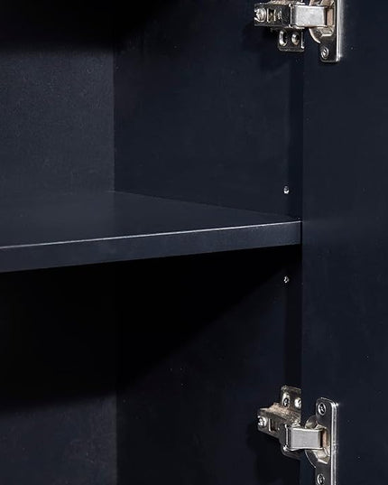 Sideboard Buffet Cabinet with Large Storage Space,Modern Particle Board Kitchen Console Table,W/ 4 Doors and Gold Metal Legs,Dining Room,Entryway,Black, 47.2" - LeafyLoom