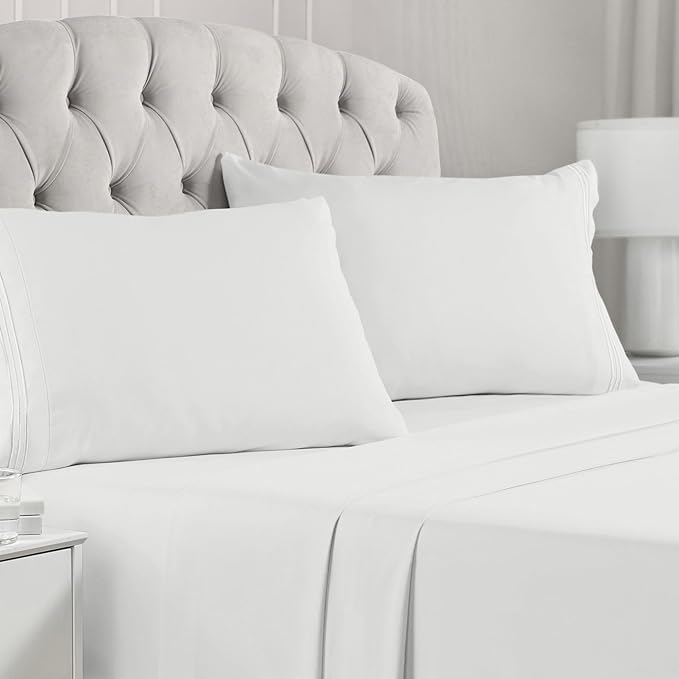 Mellanni Full Sheets Set - 4 PC Iconic Collection Bedding Sheets & Pillowcases - Hotel Luxury, Extra Soft, Cooling Bed Sheets - Deep Pocket up to 16 inch (Full, Ivory) - LeafyLoom