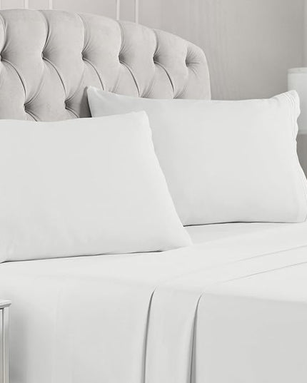 Mellanni California King Sheets Set - 4 PC Iconic Collection Bedding Sheets & Pillowcases - Hotel Luxury, Extra Soft, Cooling Bed Sheets - Deep Pocket up to 16 inch (Cal King, Ivory) - LeafyLoom