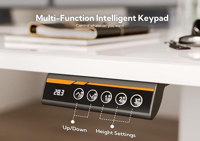Glass Standing Desk, Electric Standing Desk Adjustable Height, 48 Inch Adjustable Stand Up Desk, Quick Install Home Office Computer Desk, Super White - LeafyLoom