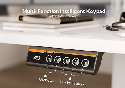 Glass Standing Desk, Small Electric Standing Desk Adjustable Height, 40 Inch Adjustable Stand Up Desk, Quick Install Home Office Computer Desk, Super White - LeafyLoom