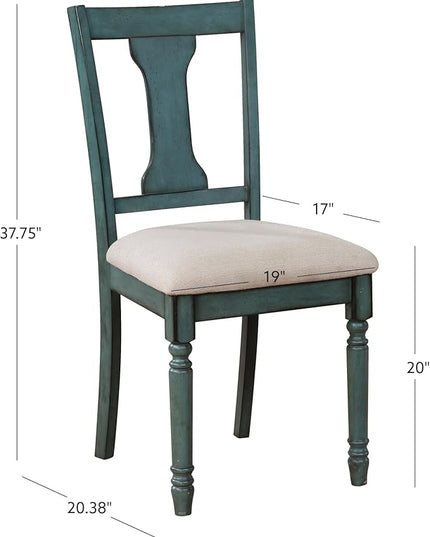 Powell Furniture Willow, Teal Blue, Set of 2 Side Chair, - LeafyLoom