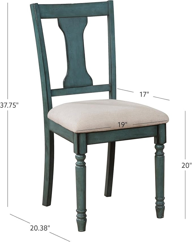 Powell Furniture Willow, Teal Blue, Set of 2 Side Chair, - LeafyLoom