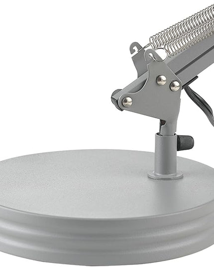 Globe Electric 56106 28" Spring Balanced Arm Desk Lamp, Matte Gray, On-Off Rotary Switch on Shade, Interchangeable Base and Clamp Arm Design, Home Décor, Desk Lamps for Home Office, Home Décor - LeafyLoom