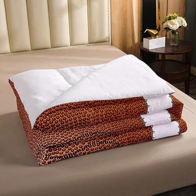 Erosebridal Football Bedding Sets Full Size Outdoor Games Sports Down Comforter for Boys Kids Red Brown Ball Comforter Set Football Athletic Quilted Duvet with 1 Comforter and 2 Pillow Cases - LeafyLoom