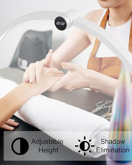 LED Half Moon Nail Desk Lamp for Professionals Smart Display 3000-6000k 45w Adjustable Brightness, Color Temperature Led Light for Nails Desk Lamp 29.5IN - LeafyLoom