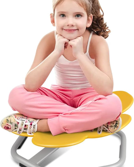 Sensory Toys Kids Swivel Chair, Autism Kids Swivel Chair, Petal Sit and Spin Seat Balance Chair Indoor for Child Age 3+, Regulating Toddler’s Body Balance, Metal Base Non-Slip Yellow - LeafyLoom