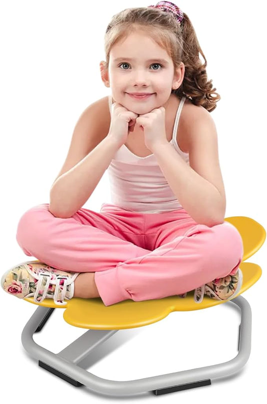 Sensory Toys Kids Swivel Chair, Autism Kids Swivel Chair, Petal Sit and Spin Seat Balance Chair Indoor for Child Age 3+, Regulating Toddler’s Body Balance, Metal Base Non-Slip Yellow - LeafyLoom