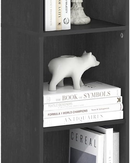 Furinno Luder Shelf Bookcase with 1 Door Storage Cabinet, Blackwood - LeafyLoom