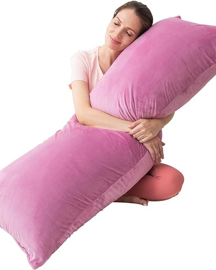 Body Pillows for Adults, Long Pillows for Bed, Firm Large Body Pillow with Velvet Cover for Side Sleeper, 20x54 Inches (Purple) - LeafyLoom