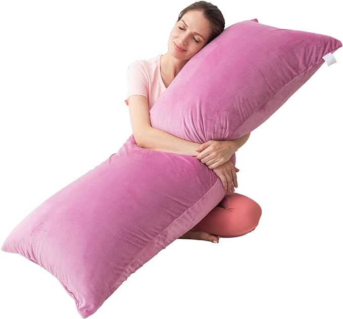 Body Pillows for Adults, Long Pillows for Bed, Firm Large Body Pillow with Velvet Cover for Side Sleeper, 20x54 Inches (Purple) - LeafyLoom