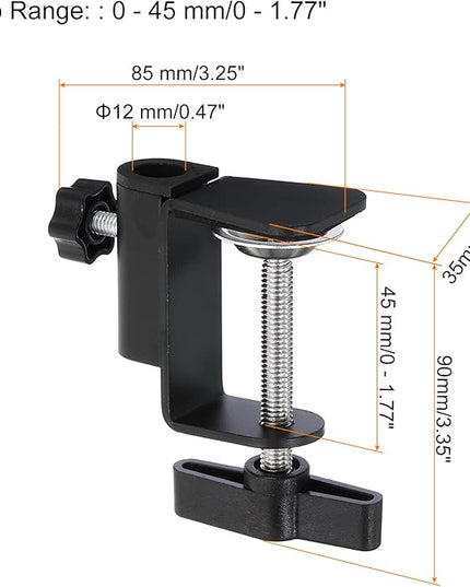 PATIKIL 0.49" Hole Dia. Desk Clamp, 2 Pcs Universal C-Clamp Base with Adjustable Screw for Microphone Mic Arm Table Lamp Mount Holder, Black - LeafyLoom