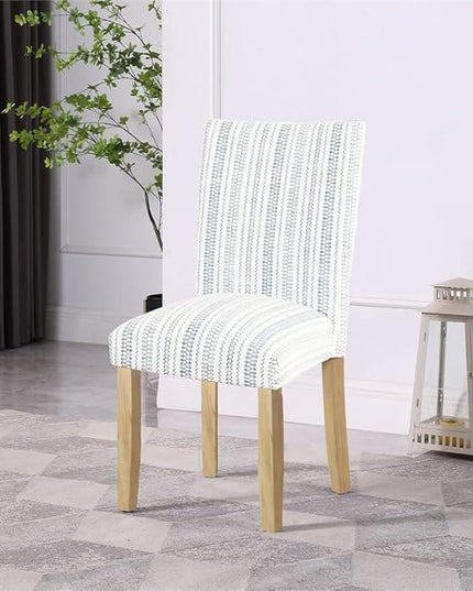 HomePop Classic Parsons Dining Chairs, Pack of 2, Blue Farmhouse Stripe - LeafyLoom