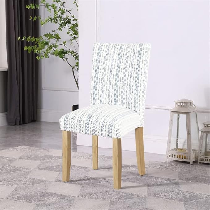 HomePop Classic Parsons Dining Chairs, Pack of 2, Blue Farmhouse Stripe - LeafyLoom