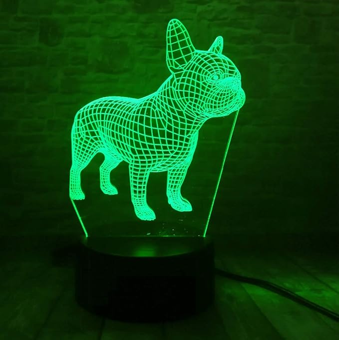 French Bulldog Night Light 3D Illusion Table Lamp Puppy Dog 7 Changing Color Toys Birthday Christmas Gifts for Kids Boys Girls Home Bed Room Decor - LeafyLoom